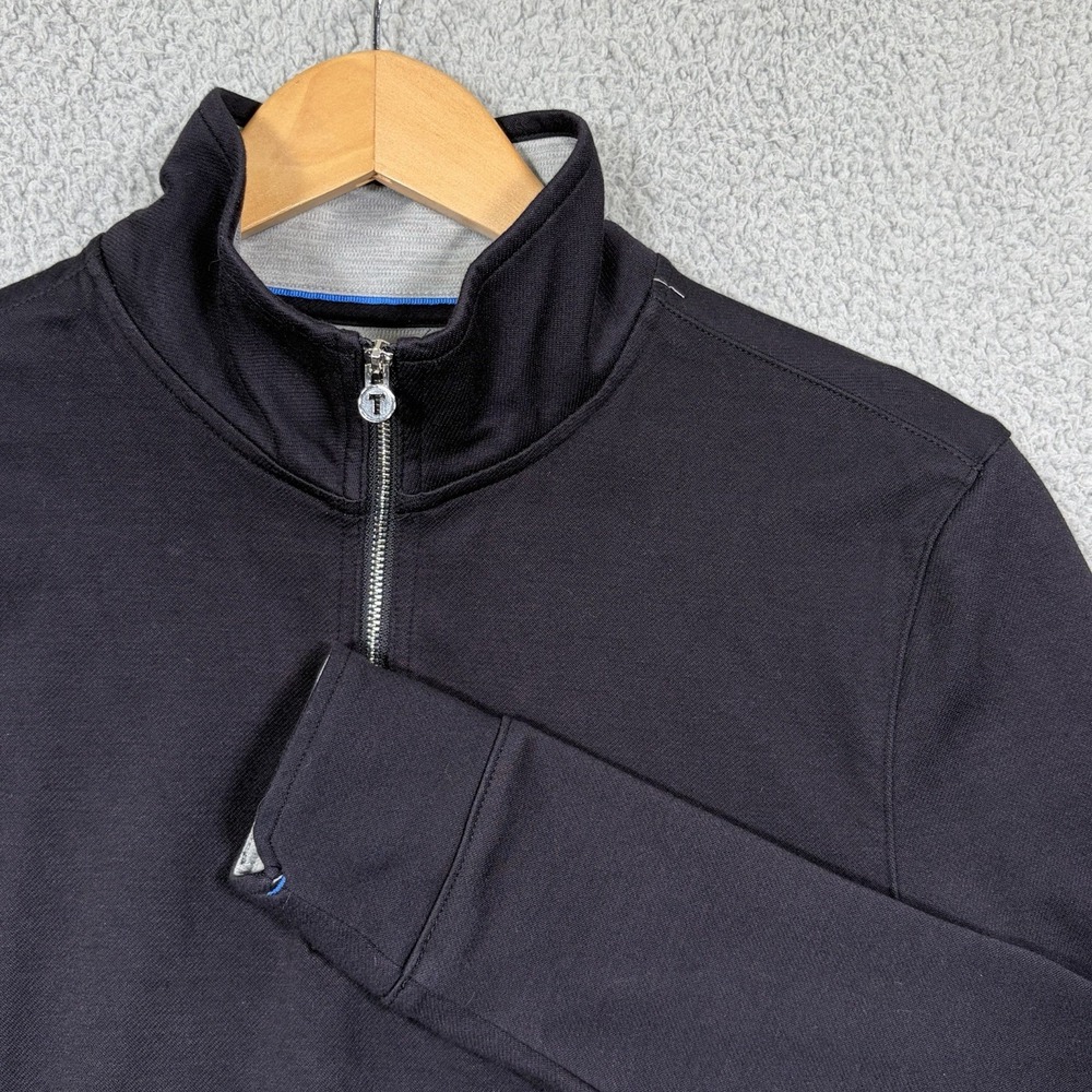 TWILLORY Mens 1/4 Zip Performance Fabric Tailored Fit Sweater Black Size M